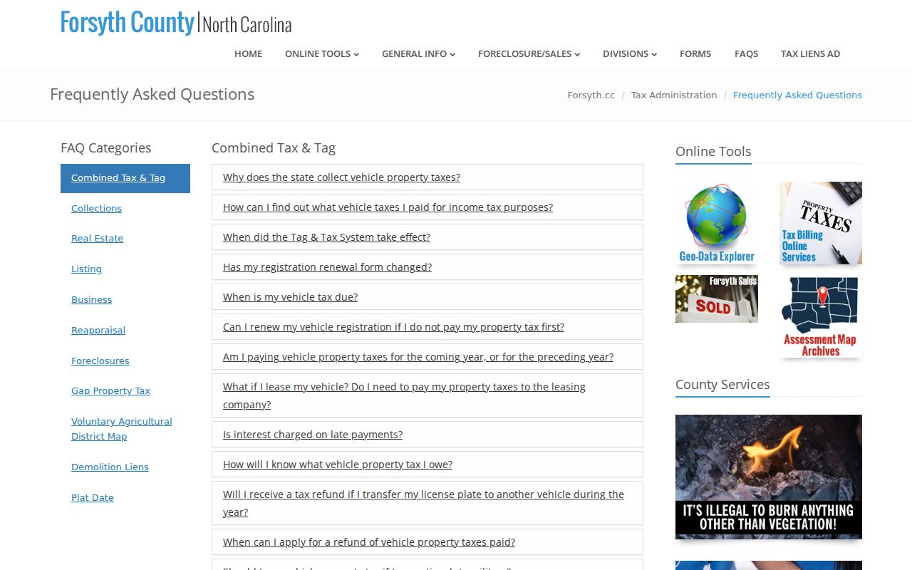 Forsyth County street directory tax map and public inspection guidance