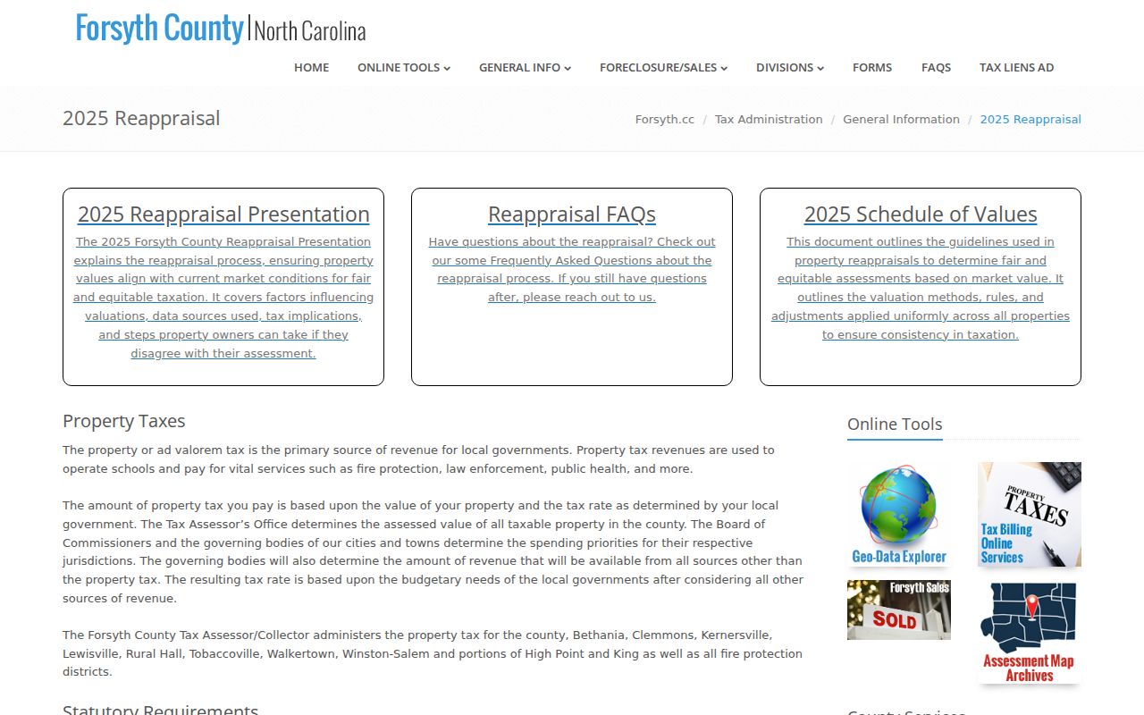 Forsyth County ZIP code directory image of county tax administration context