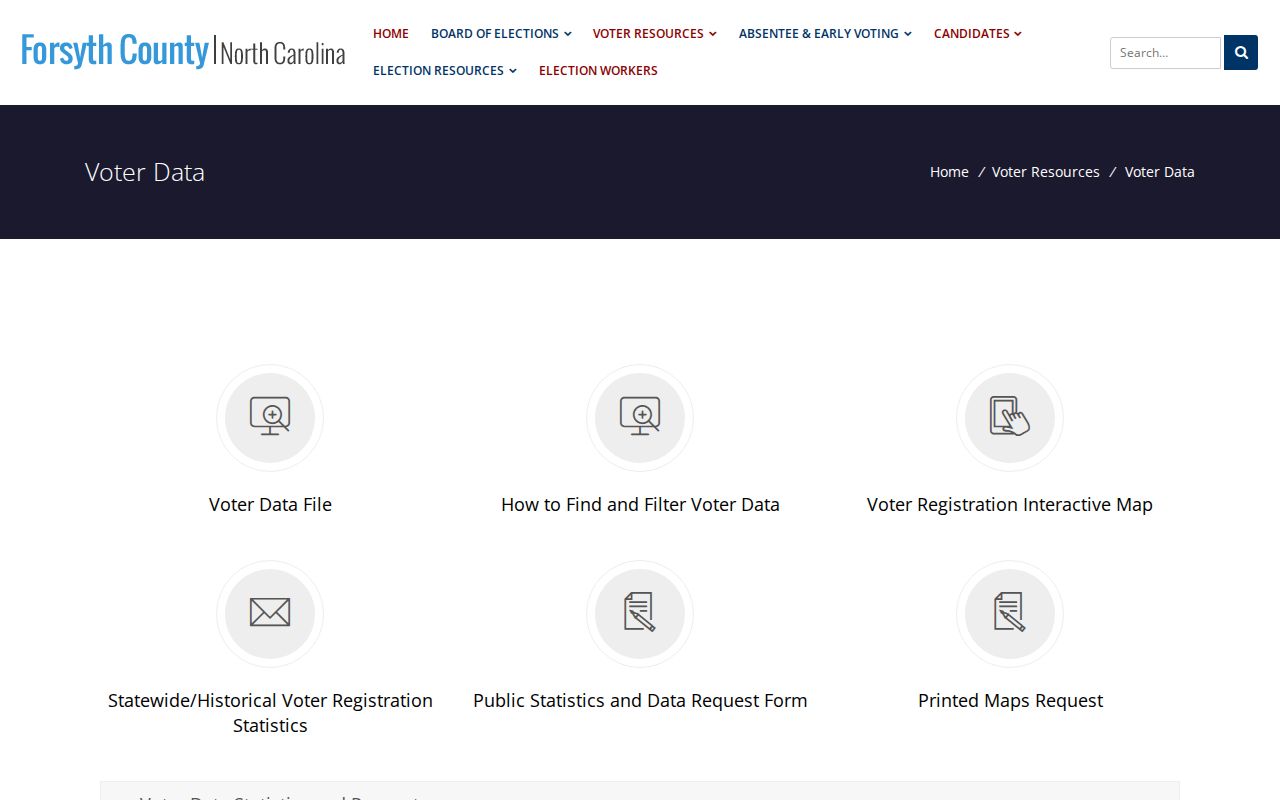 Forsyth County ZIP code directory image of the county voter data resource