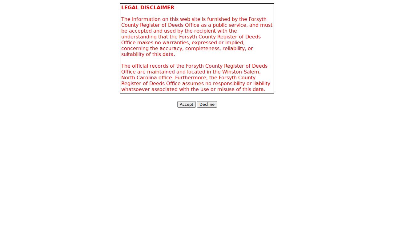Forsyth County previous residents deed index access screen
